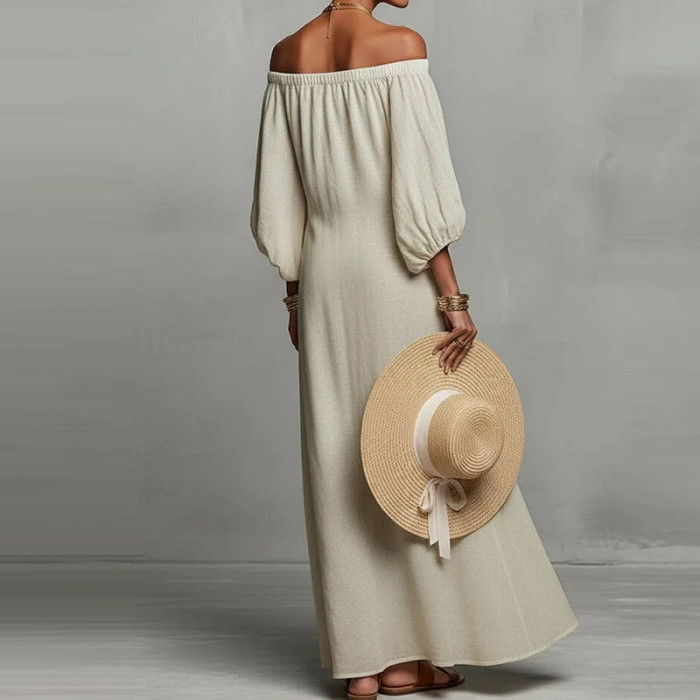 ✨Bohemian Off Shoulder Print Beach Long Dress✨
