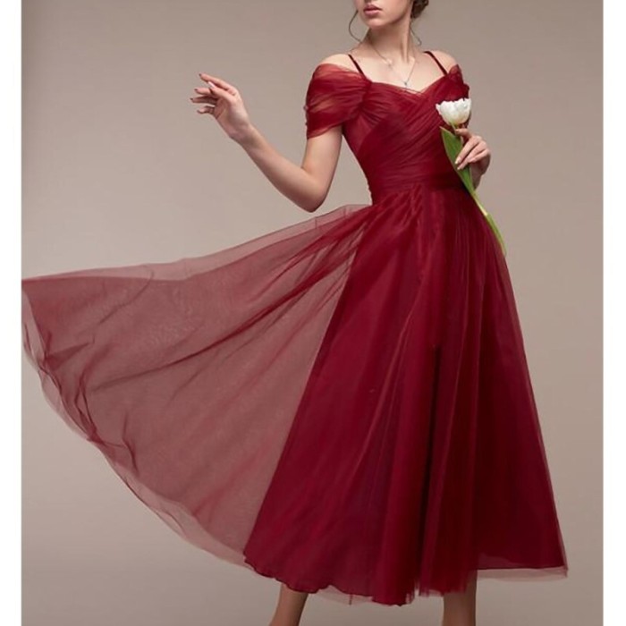 ✨Romantic Off Shoulder Tulle Wrap Midi Dress✨