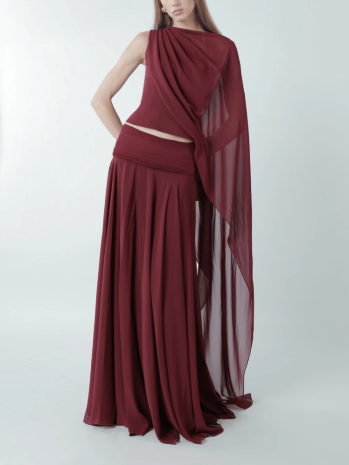 ✨O-Neck Chiffon Pleated Two Piece Party Set✨