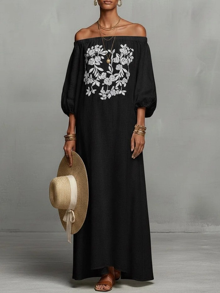 ✨Bohemian Off Shoulder Print Beach Long Dress✨