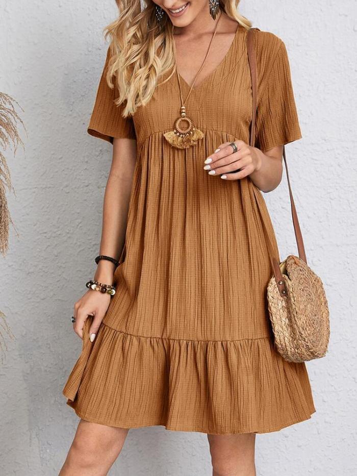 ✨Vintage V-Neck High Waist A-Line Mini Dress✨