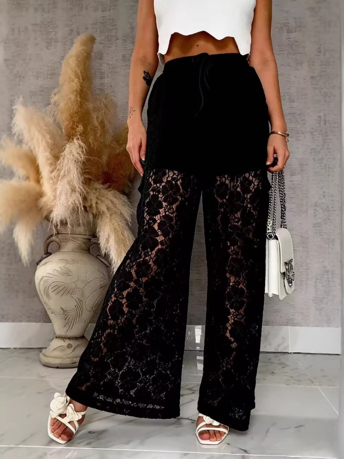 ✨Lace Perspective High Waist Beach Long Pants✨