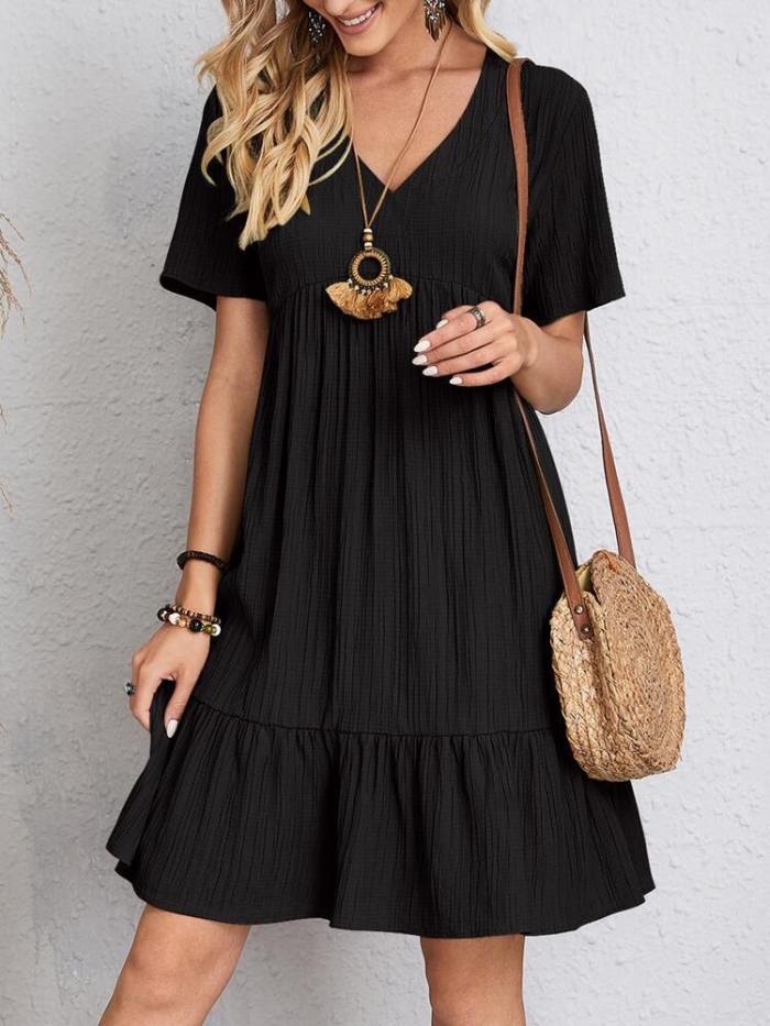 ✨Vintage V-Neck High Waist A-Line Mini Dress✨