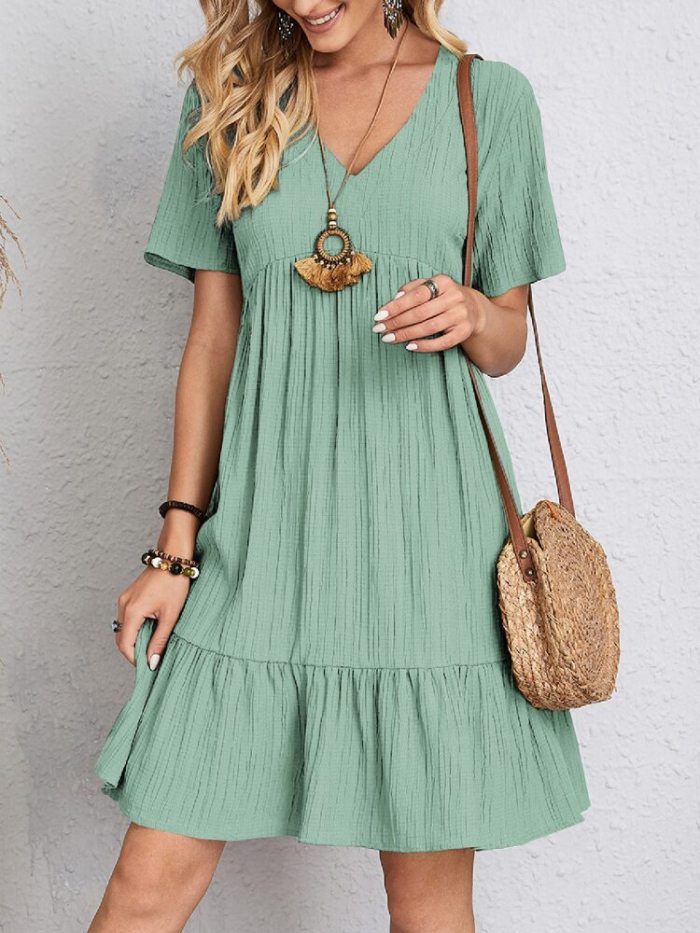 ✨Vintage V-Neck High Waist A-Line Mini Dress✨