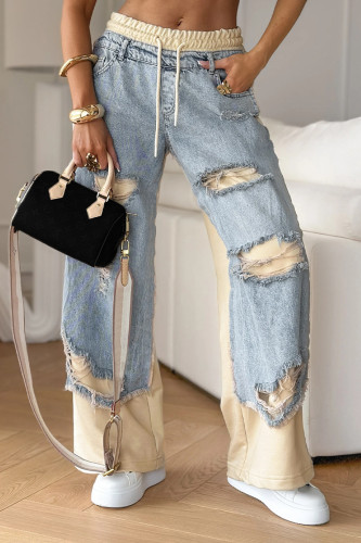 ✨Trendy Patchwork Drawstring Straight Jeans✨