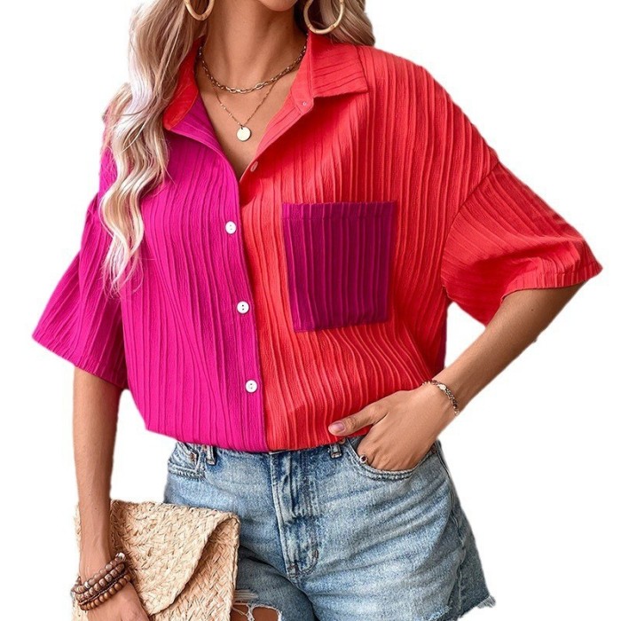 ✨Casual Contrast Stitch Short Sleeve Shirt✨