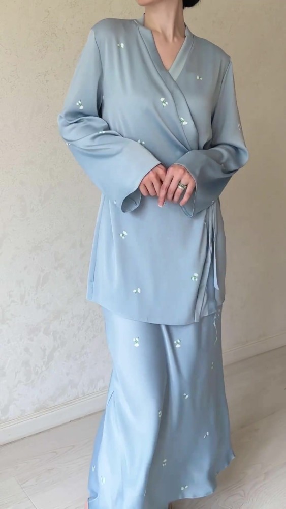 ✨Chic Print V-Neck 2-Piece Long Sleeve Skirt Set✨