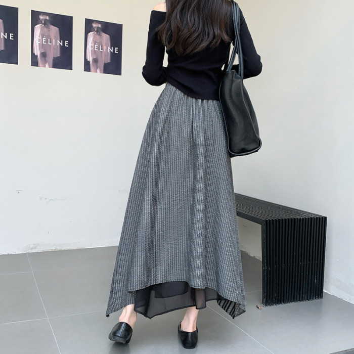 ✨Vintage High Waist Asymmetrical Patchwork Midi Skirt✨