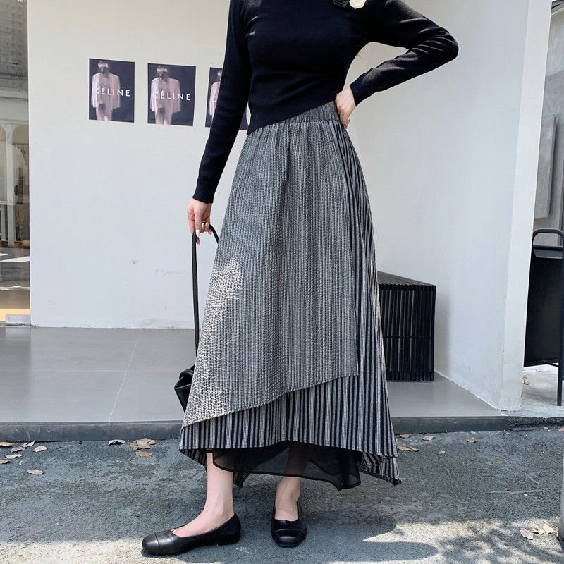 ✨Vintage High Waist Asymmetrical Patchwork Midi Skirt✨