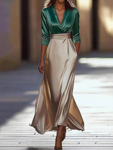 ✨Elegant V-Neck Chiffon Satin 2-Piece Skirt Suit✨