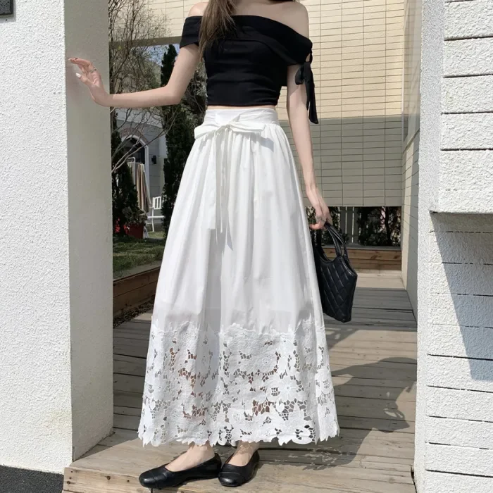 ✨High Waist Patchwork Lace A-Line Midi Skirt✨