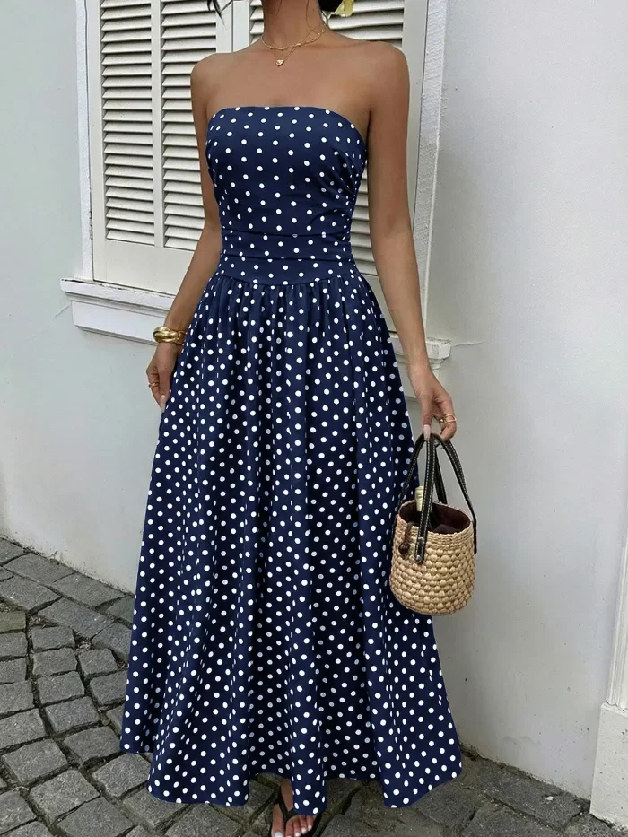✨Cute Polka Dot Strapless Slim Dress✨