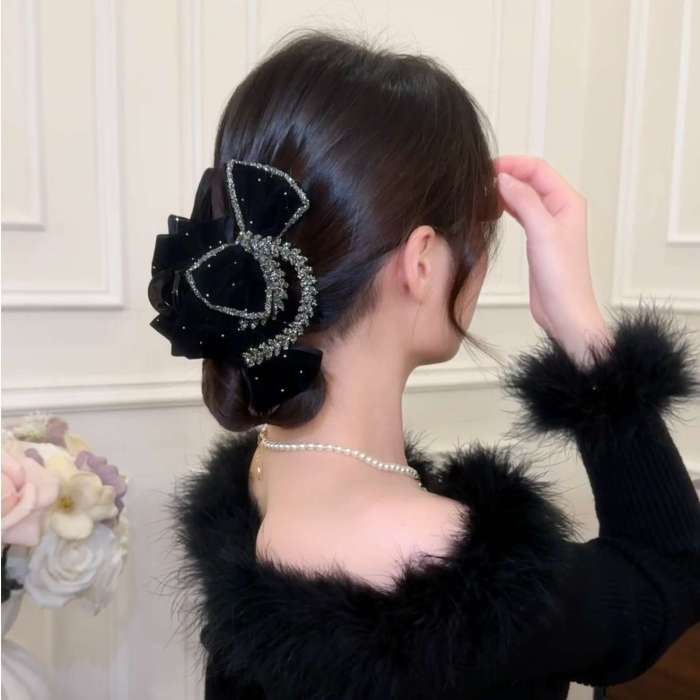 ✨Elegant Retro Large Rhinestone Bow Hair Clip✨