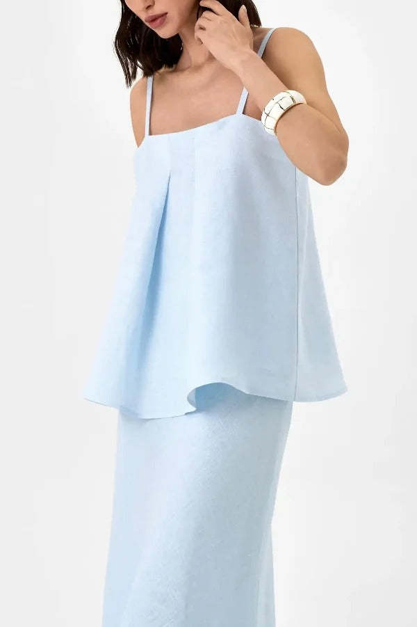 ✨Linen Blend Square Neck Camisole & Maxi Skirt Set✨