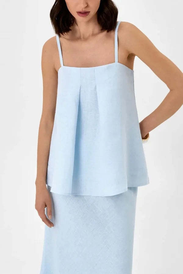 ✨Linen Blend Square Neck Camisole & Maxi Skirt Set✨