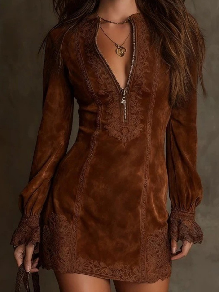 ✨Elegant Embroidery Patchwork Slim Mini Dress✨