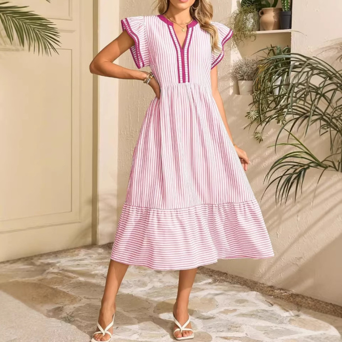 ✨Vintage Striped Loose A-Line Midi Dress✨