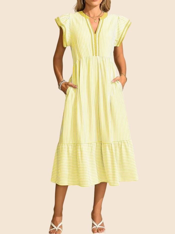 ✨Vintage Striped Loose A-Line Midi Dress✨