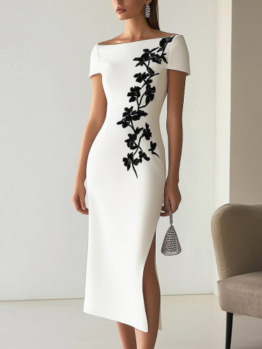 ✨Elegant Floral Slim Split Midi Dress✨