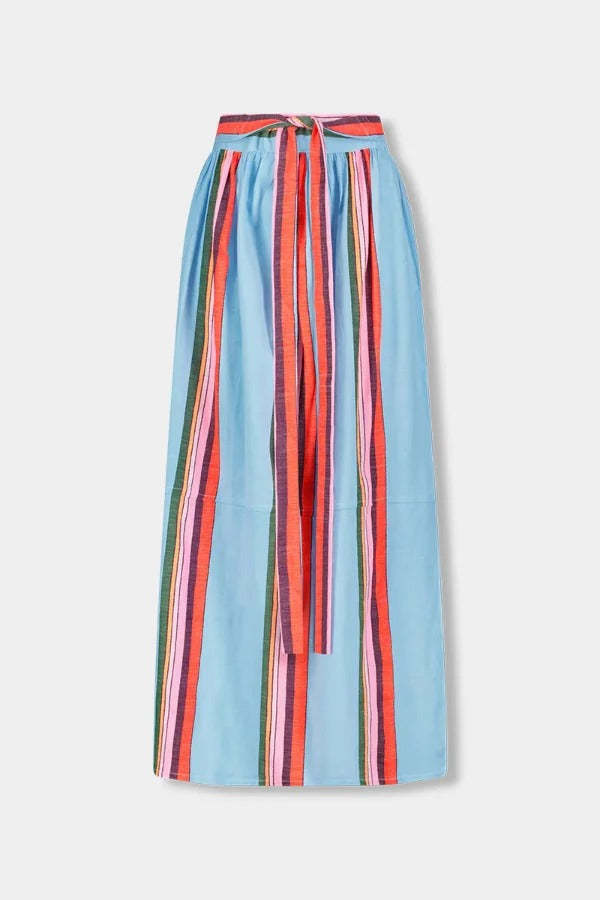 ✨Striped V-Neck Cropped Top & Elastic Waist Maxi Skirt Set✨