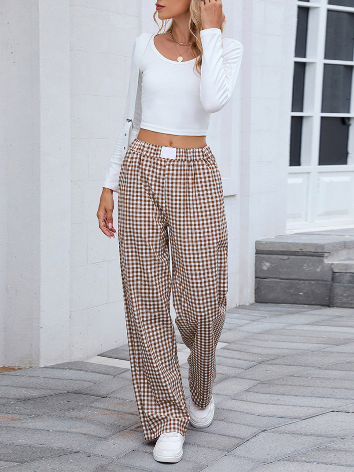 ✨Plaid Contrast Split-Joint Pocket Wide Leg Loose Pants✨