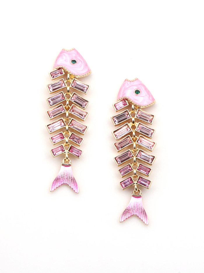 ✨Shiny Rhinestone Fish Bone Earrings✨