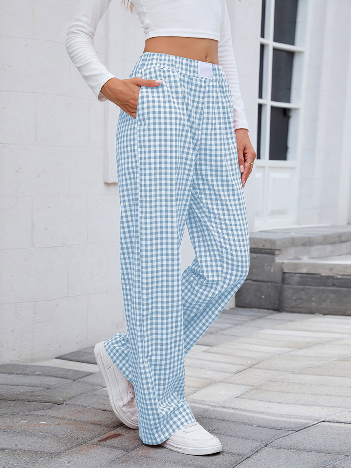 ✨Plaid Contrast Split-Joint Pocket Wide Leg Loose Pants✨