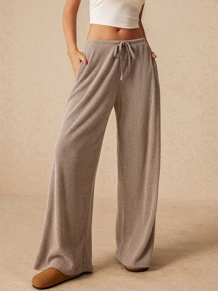 ✨Split-Joint Solid Drawstring Wide Leg Loose Pants✨