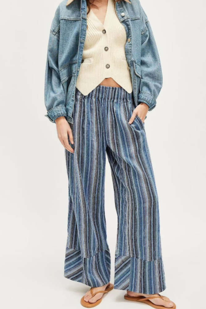 ✨Striped Contrast Print Split-Joint Wide Leg Pants✨