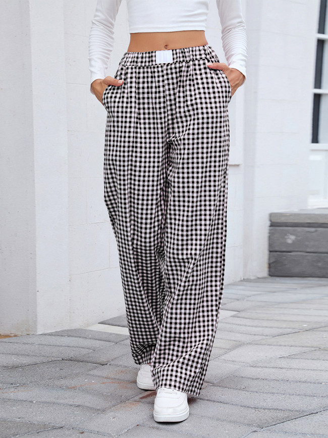 ✨Plaid Contrast Split-Joint Pocket Wide Leg Loose Pants✨