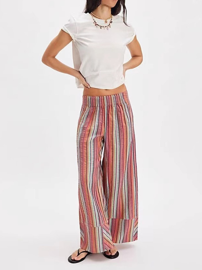 ✨Striped Contrast Print Split-Joint Wide Leg Pants✨