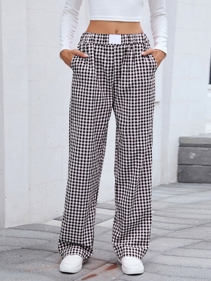 ✨Plaid Contrast Split-Joint Pocket Wide Leg Loose Pants✨