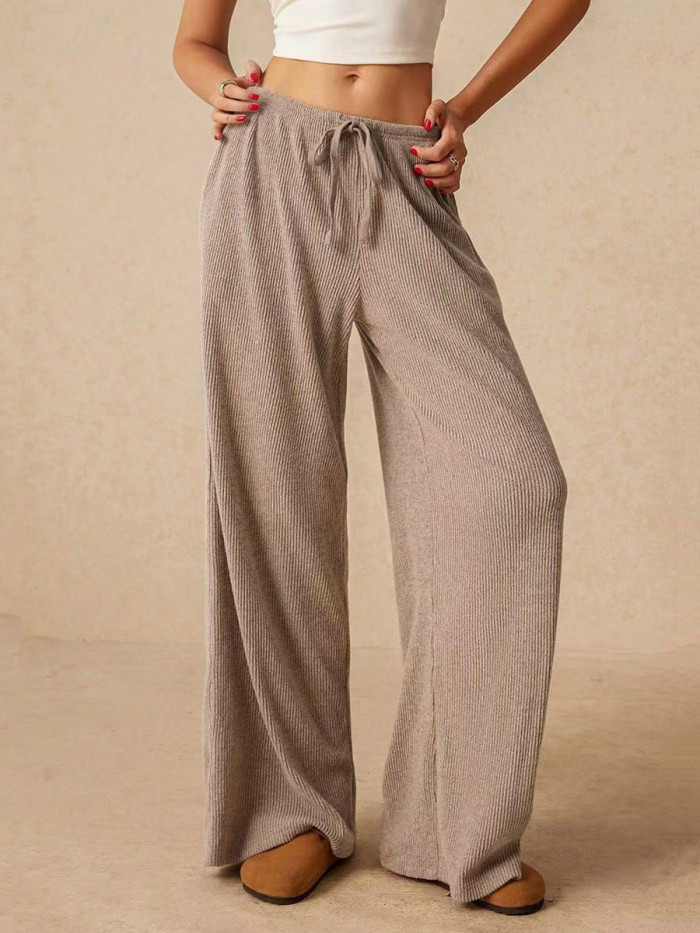 ✨Split-Joint Solid Drawstring Wide Leg Loose Pants✨