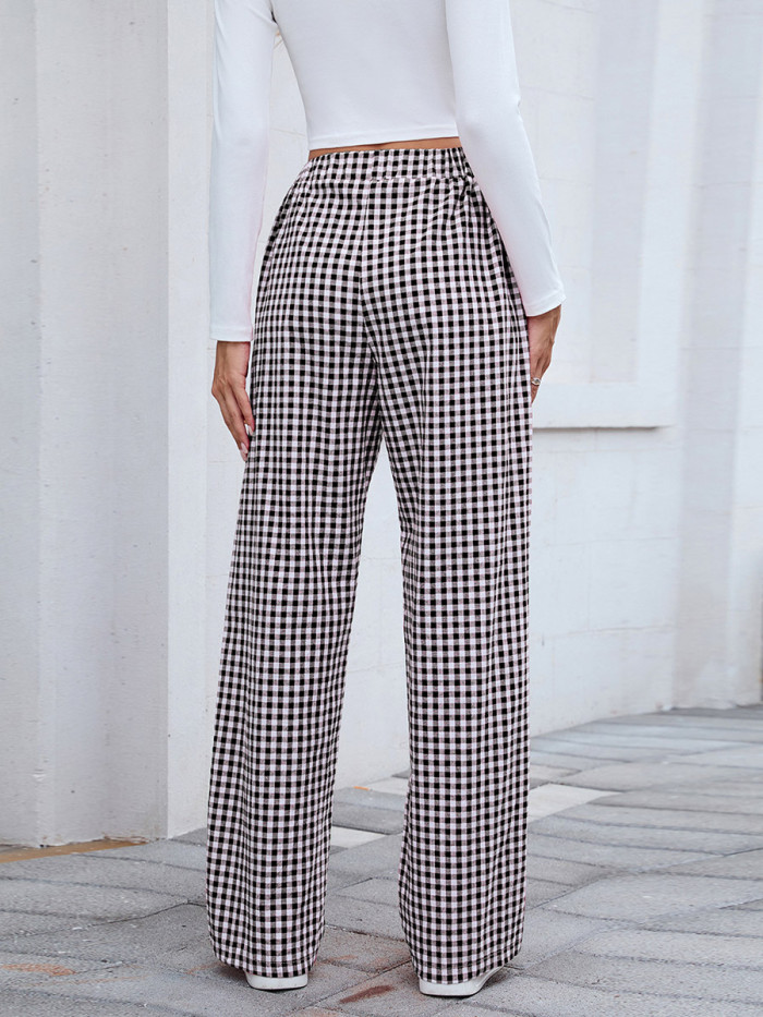 ✨Plaid Contrast Split-Joint Pocket Wide Leg Loose Pants✨