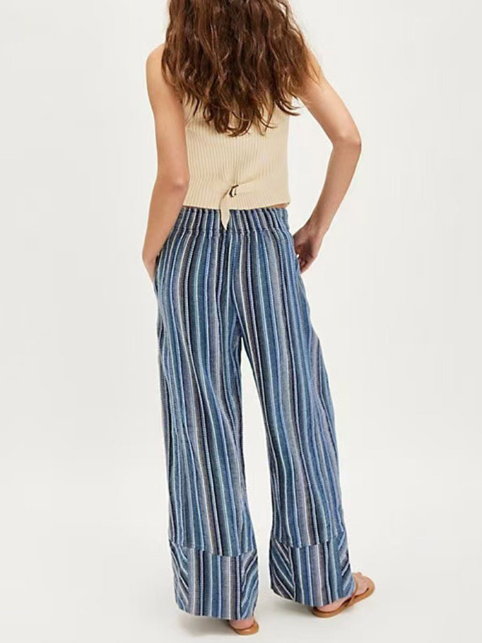 ✨Striped Contrast Print Split-Joint Wide Leg Pants✨