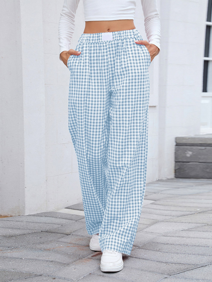 ✨Plaid Contrast Split-Joint Pocket Wide Leg Loose Pants✨