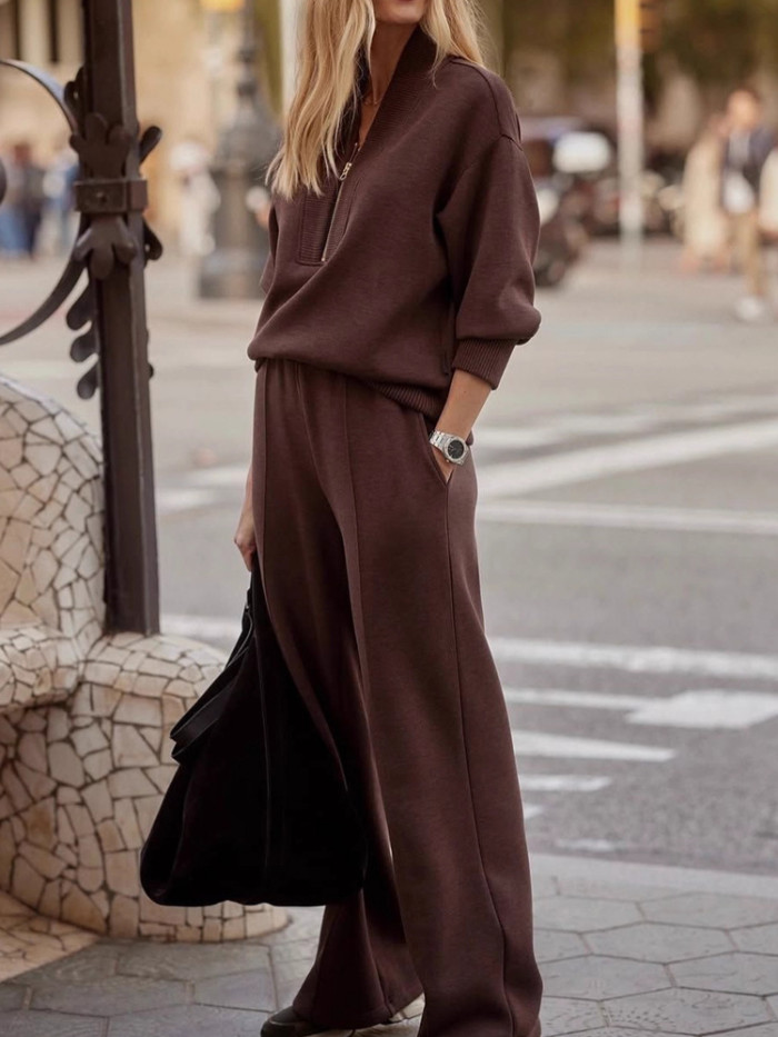 ✨Vintage Solid 2 Piece Long Sleeve Pullover & Pants Set✨