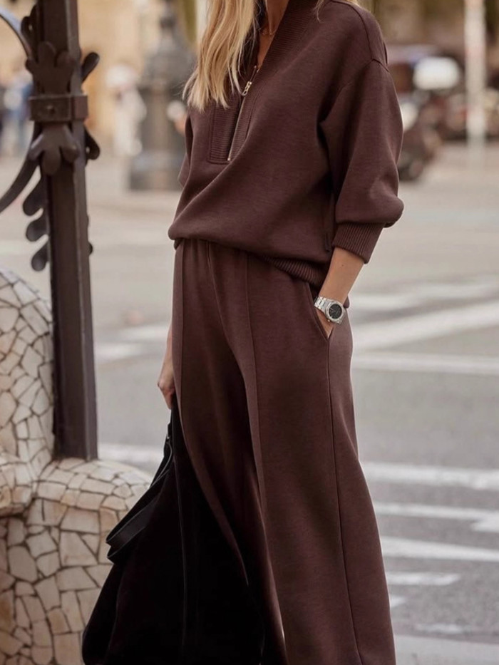 ✨Vintage Solid 2 Piece Long Sleeve Pullover & Pants Set✨