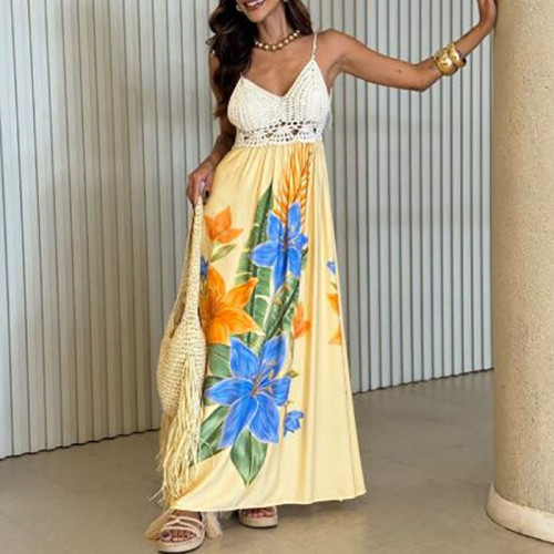 ✨Bohemian Print Halter Backless Beach Maxi Dress✨