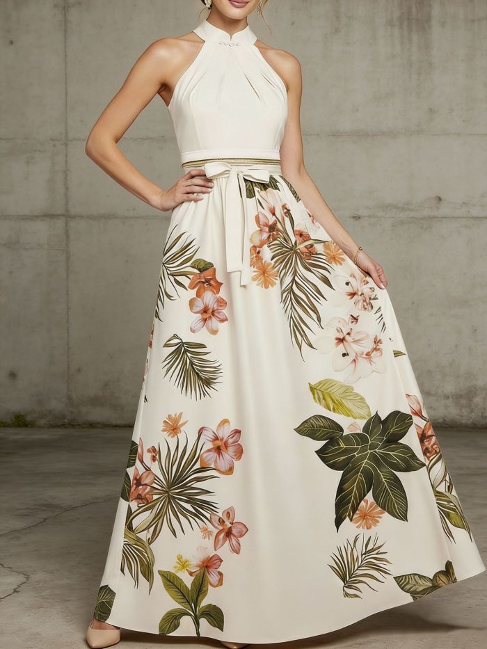 ✨Off Shoulder Floral Printed Pleated Maxi Dress✨