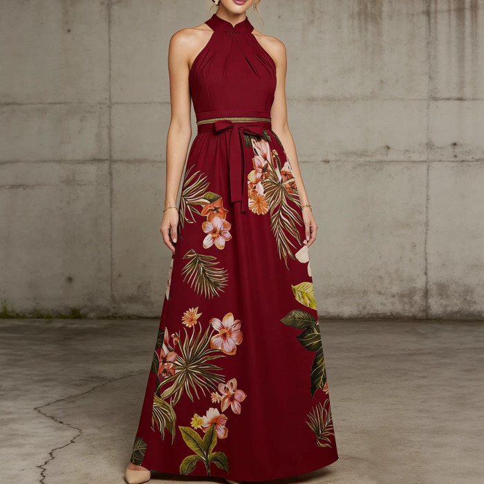 ✨Off Shoulder Floral Printed Pleated Maxi Dress✨