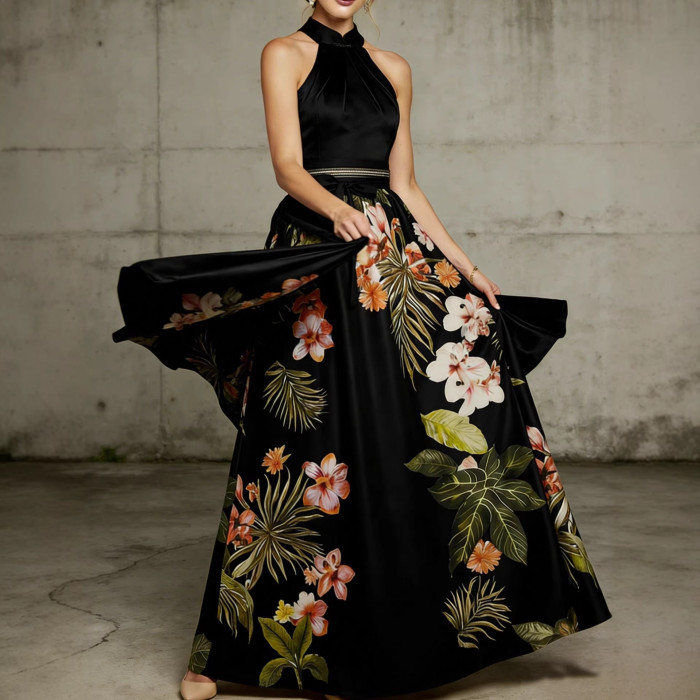 ✨Off Shoulder Floral Printed Pleated Maxi Dress✨