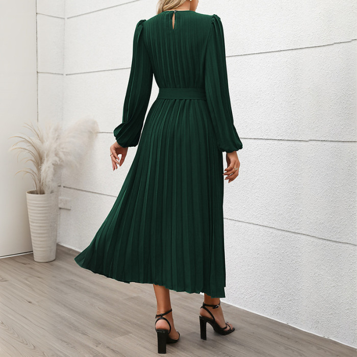 ✨Dark Green Button-Up Pleated Maxi Dress✨