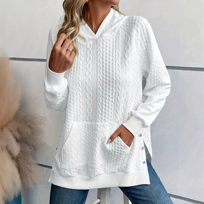 ✨Elegant White Hooded Long Sleeve Sweatshirt✨