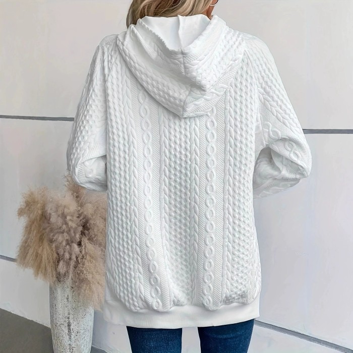 ✨Elegant White Hooded Long Sleeve Sweatshirt✨