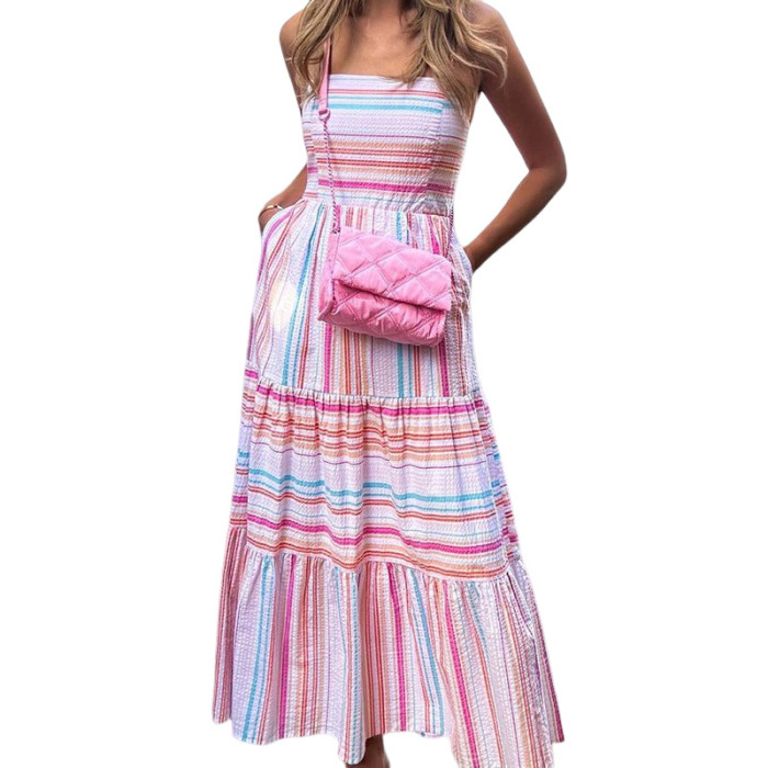 ✨Backless Suspender High Waist A-Line Maxi Dress✨