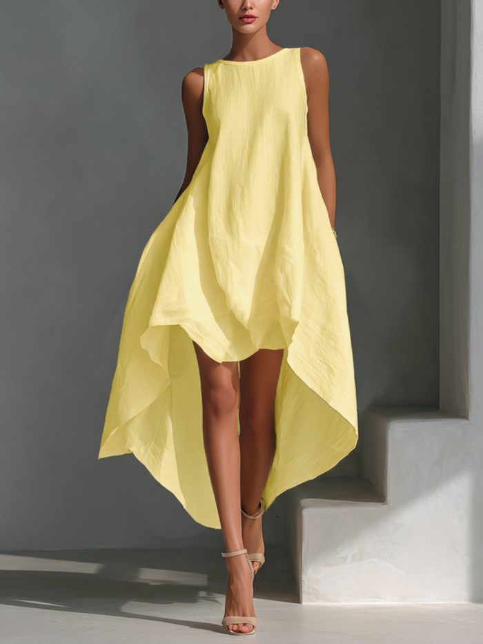 ✨Elegant Solid O-Neck Irregular Maxi Dress✨