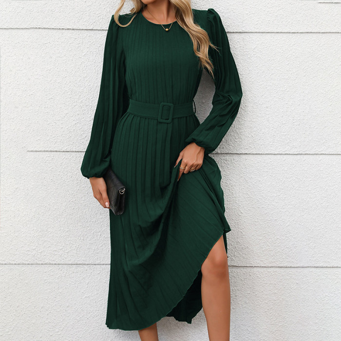 ✨Dark Green Button-Up Pleated Maxi Dress✨
