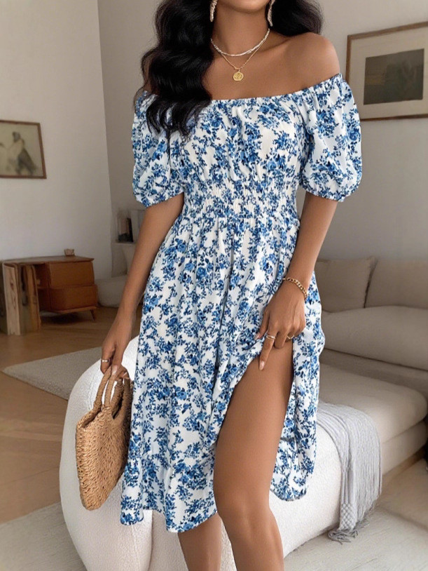 ✨Floral Square Neck Ruffle A-Line Casual Dress✨