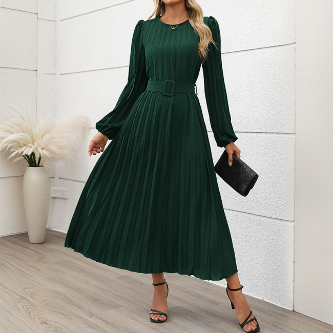 ✨Dark Green Button-Up Pleated Maxi Dress✨